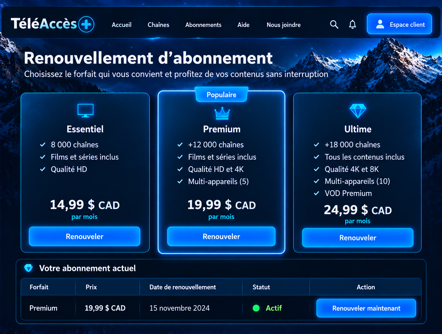 Renouvellement d’abonnement
